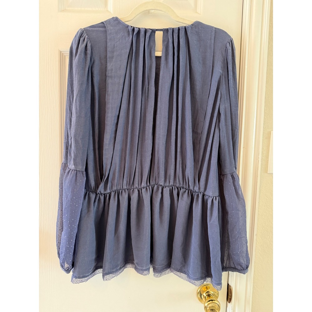 Free People Soul Serene Blouse Blue Open Back Lace Boho Tunic Top - Picture 8 of 8